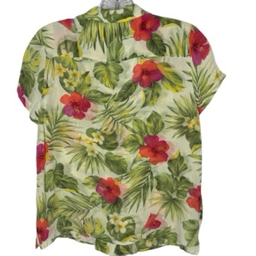 Ralph Lauren Y2K Vintage Floral Button-Down Shirt - Green, Red, Cream. Size MP. - Picture 3 of 7